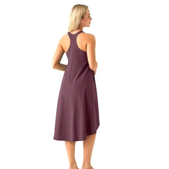 New Halara Backless Racerback Side Pocket High Low Midi Quick Dry Mauve Dress L - Picture 2 of 10